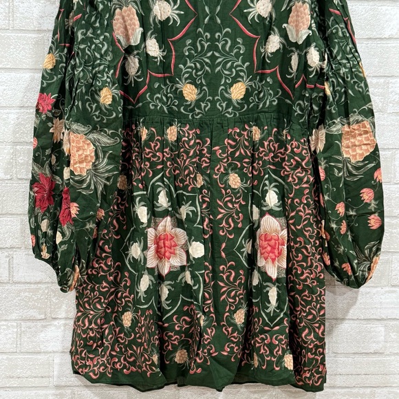 FARM RIO Green Pineapple Garden Long Sleeve Mini Dress - Green Multi - Sz - XL - Picture 11 of 13